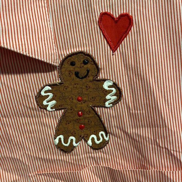 Hail’s Red & white pinstripe button the front blouse embroidered detailing sz 2X - Picture 3 of 6